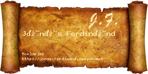 Jónás Ferdinánd névjegykártya